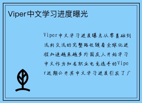 Viper中文学习进度曝光